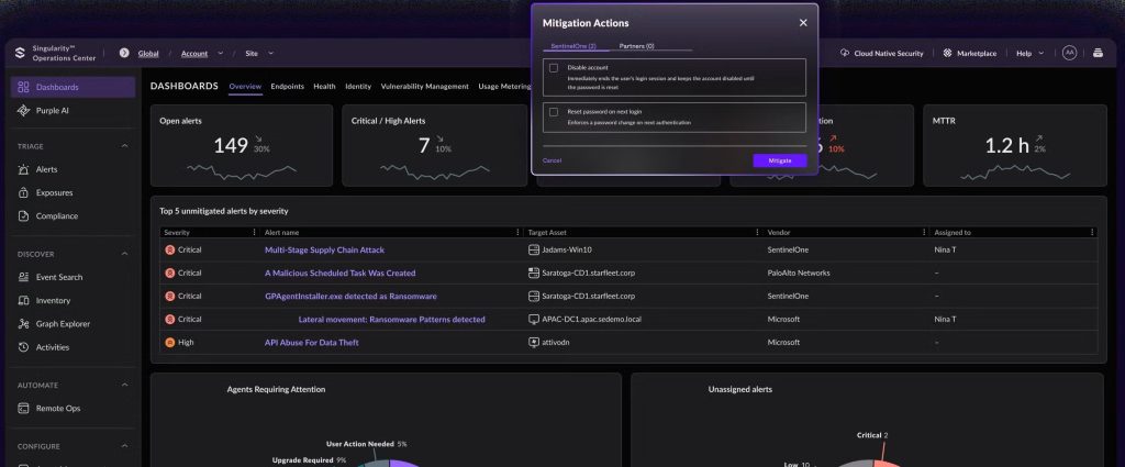 SentinelOne - plateforme cybersécurité protection endpoints, cloud et données